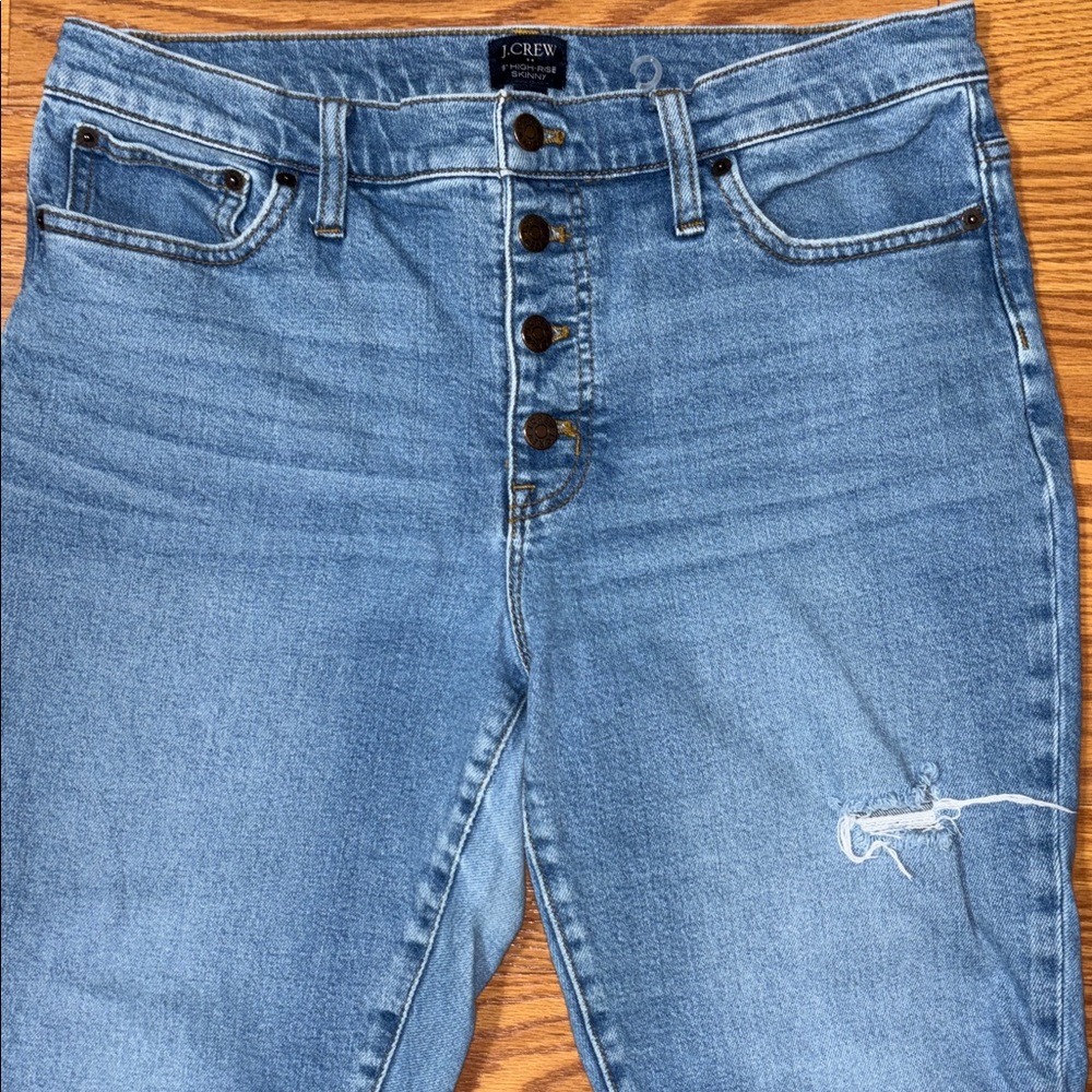 J Crew High Rise 9 Inch Skinny Blue Jeans - Picture 3 of 5